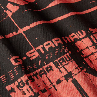 G-STAR RAW男士T恤西海岸印花半袖2024夏季短袖圆领修身型D24686 橙红色 S