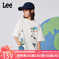 Lee童装儿童短袖T恤2024夏季运动上衣男女童休闲百搭打底衫 白色 140cm
