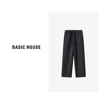 Basic House/百家好秋季宽松抽绳时尚简约运动休闲裤B0623H5F212 黑灰 S80-100斤