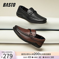 BASTO 百思圖 秋冬商場同款時尚商務一腳蹬樂福鞋男休閑皮鞋F2252CM3