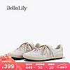 Bella Lily2024春季潮流灰色德训鞋女网面透气板鞋显瘦平底鞋 米白 35
