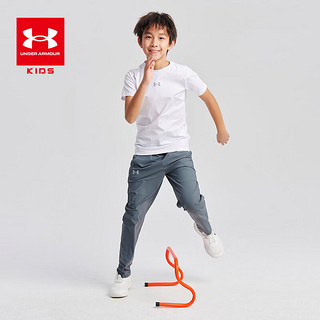 安德玛（Under Armour）童装夏季男大童速干T恤短袖运动圆领休闲透气拼接上衣242120555 白色 160cm