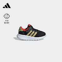 adidas LITE RACER 3.0 EL休闲学步鞋男婴童阿迪达斯轻运动 黑色/金色/红色 25.5码