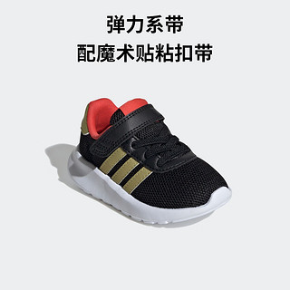 adidas LITE RACER 3.0 EL休闲学步鞋男婴童阿迪达斯轻运动 黑色/金色/红色 22码