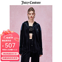 JUICY COUTURE橘滋衬衫女2024春季新款美式休闲宽松空气丝绒外套 黑色