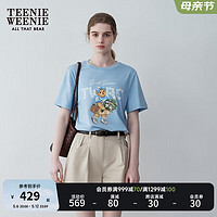 Teenie Weenie小熊女装2024夏装清新多巴胺大熊短袖T恤打底衫 浅蓝色 170/L