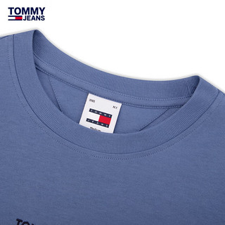 TOMMY JEANS24春夏男装纯棉平纹针织刺绣净色百搭合身短袖T恤18266 蓝灰色C6C L （：150-165斤）