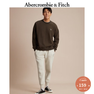 Abercrombie & Fitch 男装女装情侣款 美式通勤抓绒卫裤330654-1 奶油色  L (180/86A)