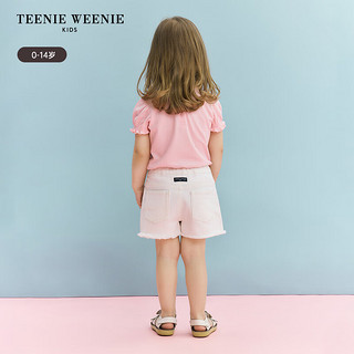 Teenie Weenie Kids小熊童装24夏款女童宝宝纯棉可爱舒适花苞袖T恤 粉色（大童） 160cm