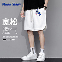 NASA GISS 官方潮牌联名短裤男夏季学生宽松运动篮球薄款五分裤男 白色 2XL