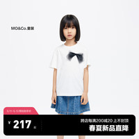 little MO&Co.吸湿速干 little moco童装24夏装新款女童甜酷蝴蝶结短袖T恤衫