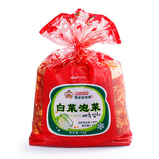 富爸爸年货 白菜泡菜5kg/袋 棵状未切 韩式辣白菜泡菜下饭菜