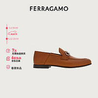 菲拉格慕（Ferragamo）男士棕色Gancini扣饰莫卡辛鞋 0769243_3E _ 95/45 