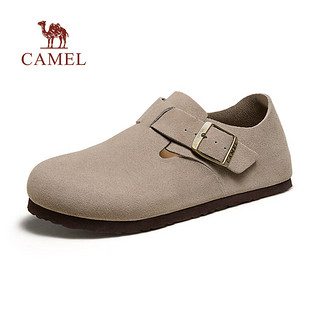 骆驼（CAMEL）2024夏季复古勃肯鞋软木牛皮柔软缓震舒适休闲凉鞋 G14M074666 沙色 38