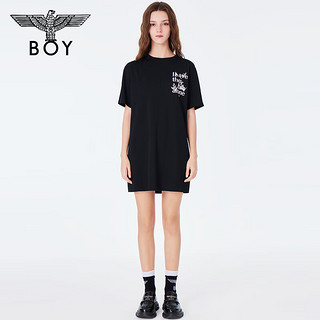 BOY LONDON【月桂女神】夏季女款连衣裙月桂叶印花T恤短裙W17002 黑色