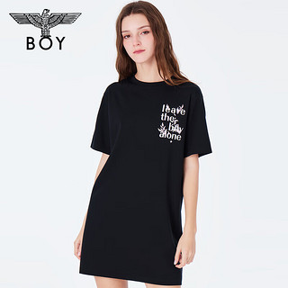 BOY LONDON【月桂女神】夏季女款连衣裙月桂叶印花T恤短裙W17002 黑色