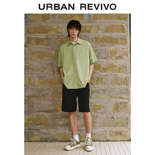UR2024夏季男装时尚设计感拼接短袖开襟衬衫UML240039 草绿 M