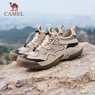 骆驼（CAMEL）男士户外登山复古透气休闲低帮运动鞋 G14M342685 杏色 44 杏色（透网）