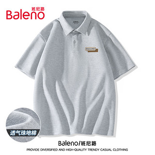 Baleno 班尼路 翻领POLO衫男夏季美式潮牌休闲宽松短袖青年通勤百搭五分袖上衣