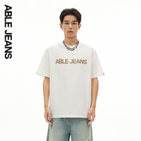 ABLE JEANS24夏季男士简约LOGO休闲舒适百搭街头短袖T恤男781448 象牙白 S