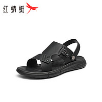 红蜻蜓沙滩鞋男2024夏季户外休闲防滑中老年凉鞋 WTT24116黑色38