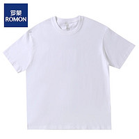 罗蒙(ROMON)【雷总同款】夏季男士纯棉短袖t恤圆领短袖宽松透气文化衫 珍珠白 2XL（180~200斤）