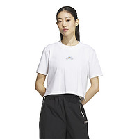 adidas 阿迪达斯 originals Tee 纯色花卉印花细节运动短袖T恤 女款 白色 IK8642