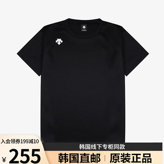 短袖T恤男女运动Polo衫t恤 夏季透气吸水速干休闲圆领 DMC5801B 黑色 L（175/96）