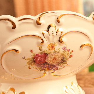 梵莎奇 2020欧式果盘创意奢华客厅大号实用陶瓷水果盘茶几家居摆件结婚 椭圆形款/40*24*15CM