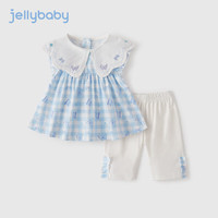 JELLYBABY儿童衣服2024夏季两件套宝宝公主女童夏装套装 蓝色 110cm