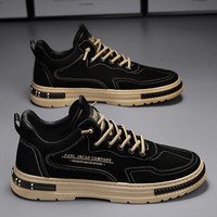 WuKen 無肯 马丁靴男鞋春夏季劳保鞋子男休闲板鞋男士复古工装靴干活解放布鞋 YJ-W35黑色 41