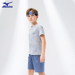 美津浓（MIZUNO）儿童短袖T恤2024男童装中大童速干运动上衣t夏季 浅灰色 130cm