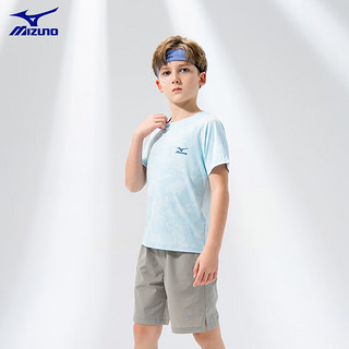 美津浓（MIZUNO）儿童短袖T恤2024男童装中大童速干运动上衣t夏季 浅灰色 130cm