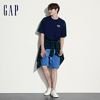 Gap 盖璞 男女装2024夏季新款重磅纯棉旗语短袖T恤宽松撞色上衣465626