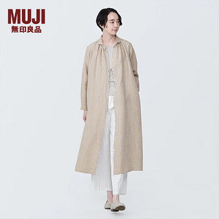 无印良品（MUJI）女式 麻 水洗 长袖衬衫连衣裙 女装裙子夏季汉麻衬衫裙BC2JKA4S 淡黄色 2XL  170/96A