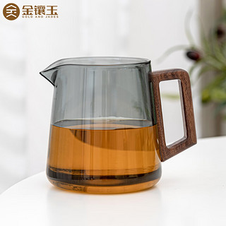 金镶玉金镶玉玻璃公道杯加厚耐热分茶器茶具配件茶海分茶器功夫茶杯大号 木把烟灰高硼硅公道杯