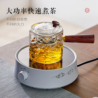 忆壶茶（YI HU TEA）玻璃茶壶围炉煮茶电陶炉套装家用室内电陶煮茶器煮茶炉侧把茶壶 茗泽侧把壶（透明）+电陶炉
