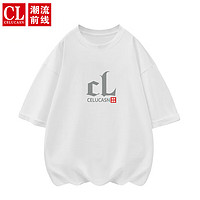 潮流前线 CELUCASN品牌短袖T恤男韩版时尚个性休闲字母印花上衣男士纯棉t恤
