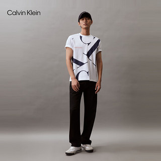 Calvin Klein  Jeans夏季男女中性时尚醒目印花纯棉透气短袖T恤J317893 YAF-白色 M  （135-150斤）