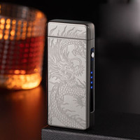 瑞兰克（RLANC）打火机充电创意点烟器朗声钢音防风火机 黑冰