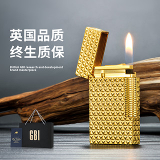 大船英国朗声打火机黄铜钢音侧滑轮礼盒装送爸爸充气火机 星路心语金色 套装 1支