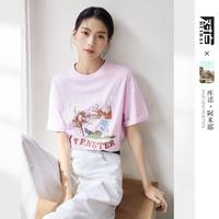 DUIBAI 对白 2024年夏装氛围感联名个性印花女式短袖T恤