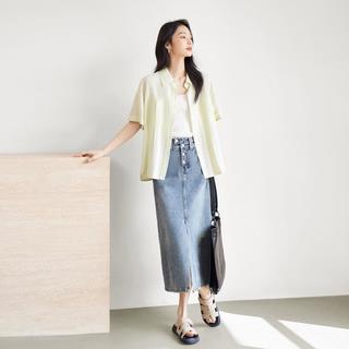 DUIBAI 对白 UIBAI 对白 柔软纯色简约轻薄透气设计感贴袋女式短款衬衫
