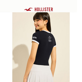 HOLLISTER【草莓音乐节】24夏季美式印花短袖T恤女KI357-4006 黑色印花 S