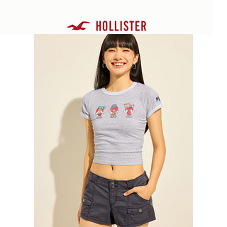 HOLLISTER【草莓音乐节】24夏季美式印花短袖T恤女KI357-4006 灰色印花 L