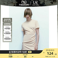 UR 预售UR2023夏季新款女装时尚纯欲不规则褶皱宝藏连衣裙UWJ732034