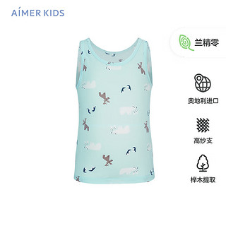 Aimer kids爱慕儿童天使背心MODAL印花女孩冰雪世界背心AK111B032 绿底动物满印 150