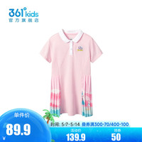 361°童装女童针织连衣裙夏季小童可爱童趣休闲裙子 鲜艳粉 110