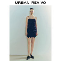 URBAN REVIVO 女装时髦设计感短款修身吊带连衣裙UWG740079