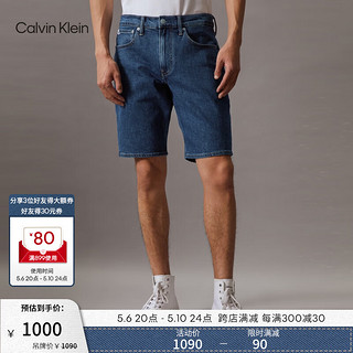 Calvin Klein Jeans24春夏男士经典标牌ck洗水微弹休闲牛仔短裤J325536 1A4-牛仔蓝 33